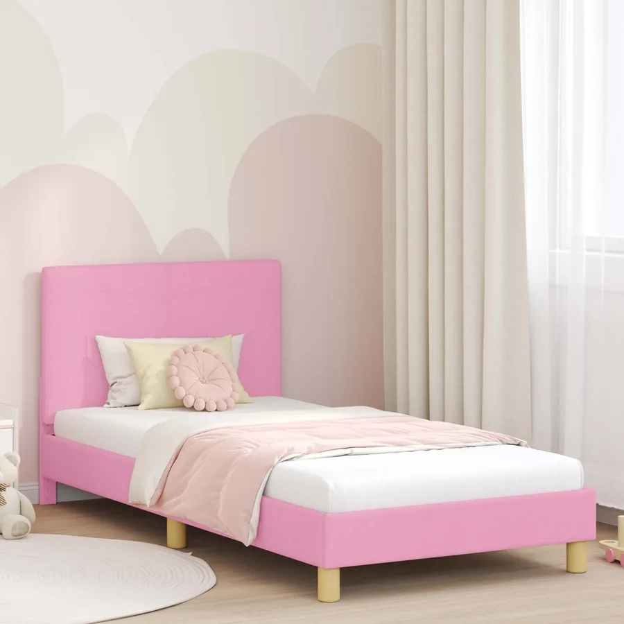 Cadre de lit pour enfants avec tête de lit Rose 90 x 190 cm