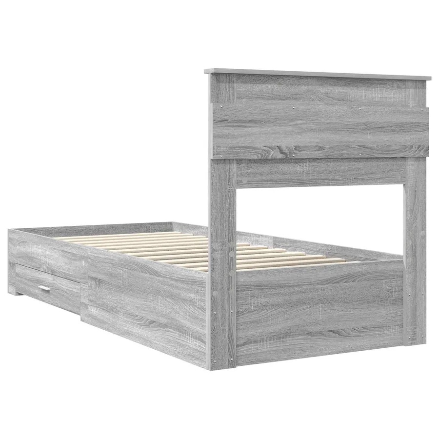 Cadre de lit avec tiroir Sonoma Gris et Argent 75 x 190 cm - 9