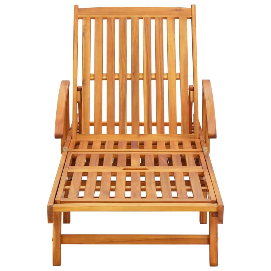 Chaise longue de jardin avec coussin Bois d'acacia solide - 15