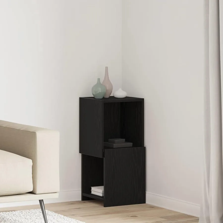 Meuble d'angle Chêne noir 30,5x30x65cm Bois d'ingénierie