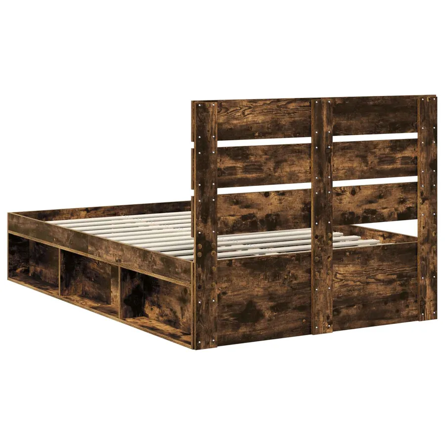 Cadre de lit Chêne fumé 120 x 200 cm Bois de pin massif - 9