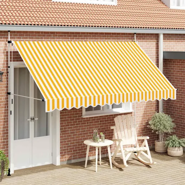 Auvent rétractable manuel 350 cm Rayures oranges et blanches