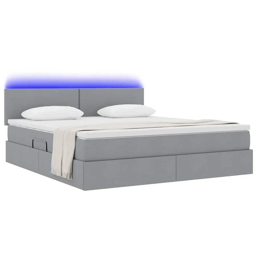 Lit de rangement LED avec matelas Gris clair 180 x 200 cm Tissu - 3