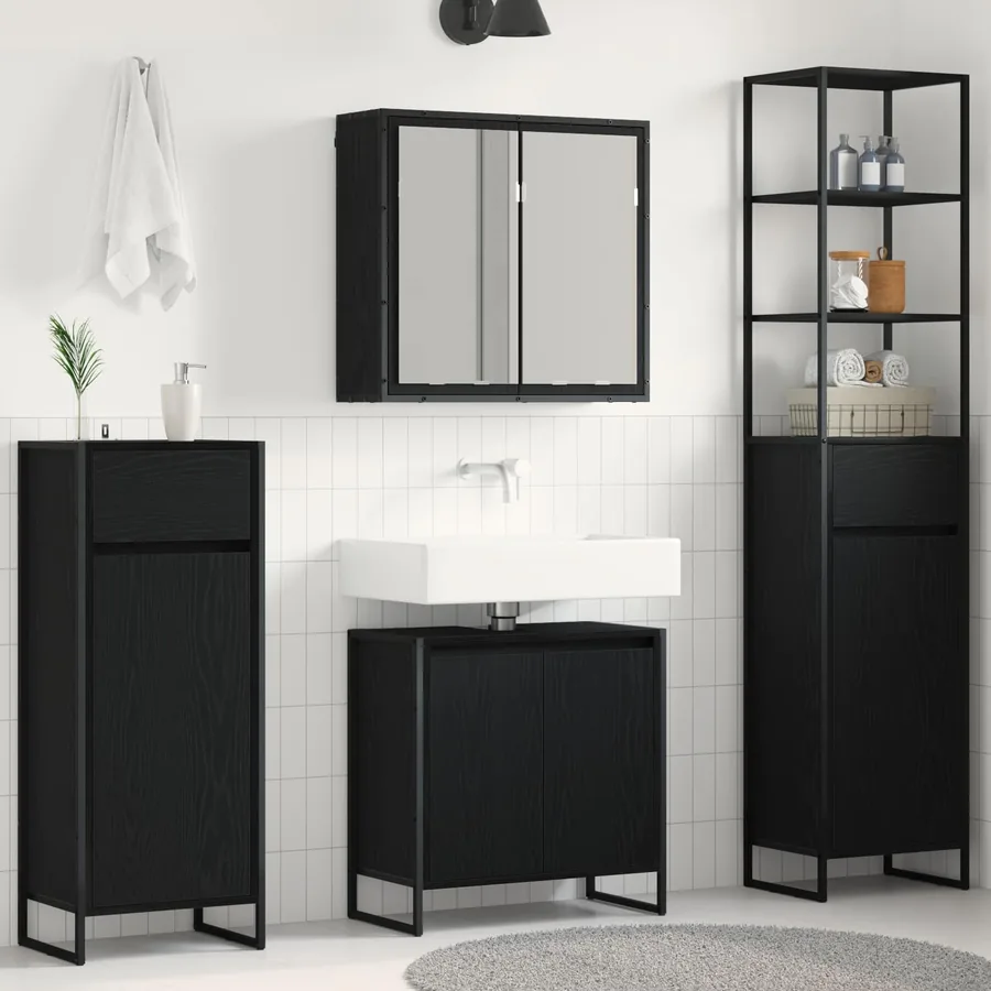 Ensemble de mobilier de salle de bain avec tiroir Chêne noir