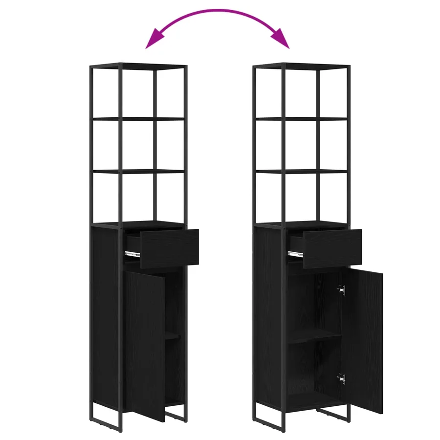 Ensemble de mobilier de salle de bain avec tiroir Chêne noir - 16