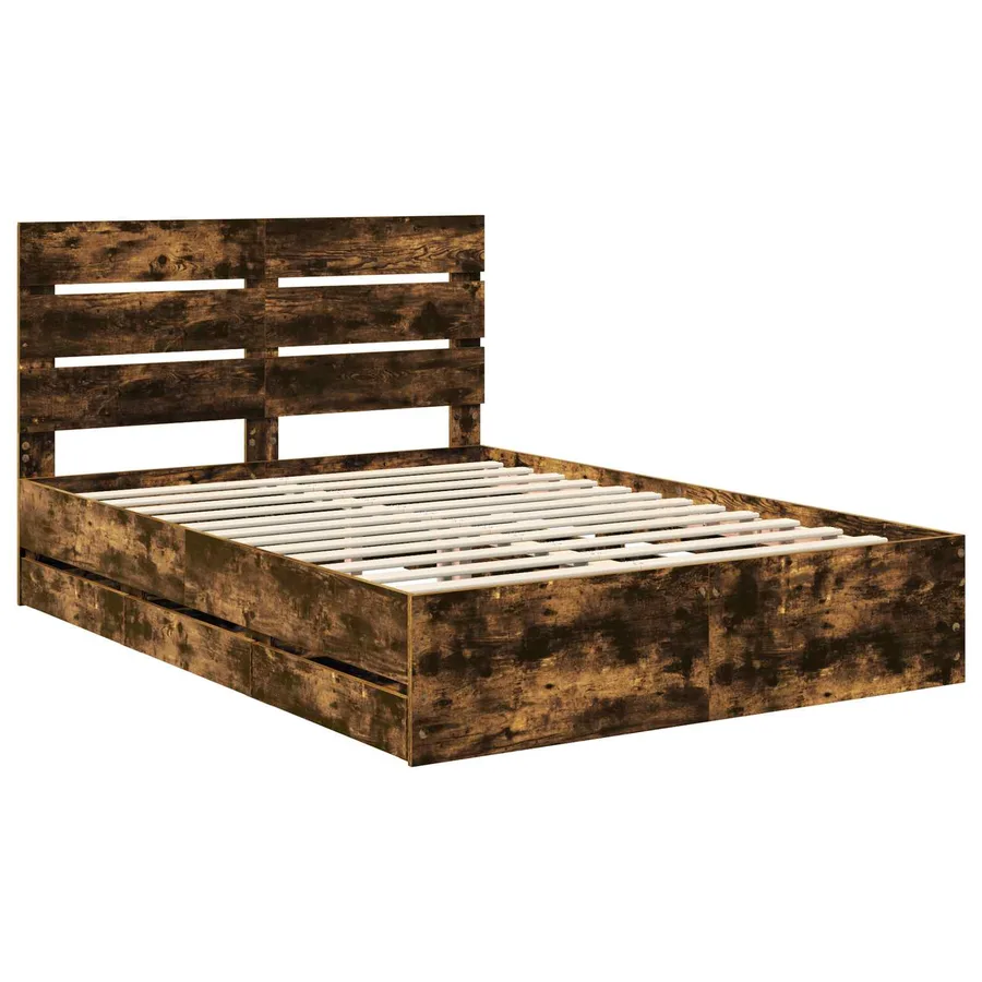 Cadre de lit Chêne fumé 140 x 190 cm Bois Ingénierie - 4
