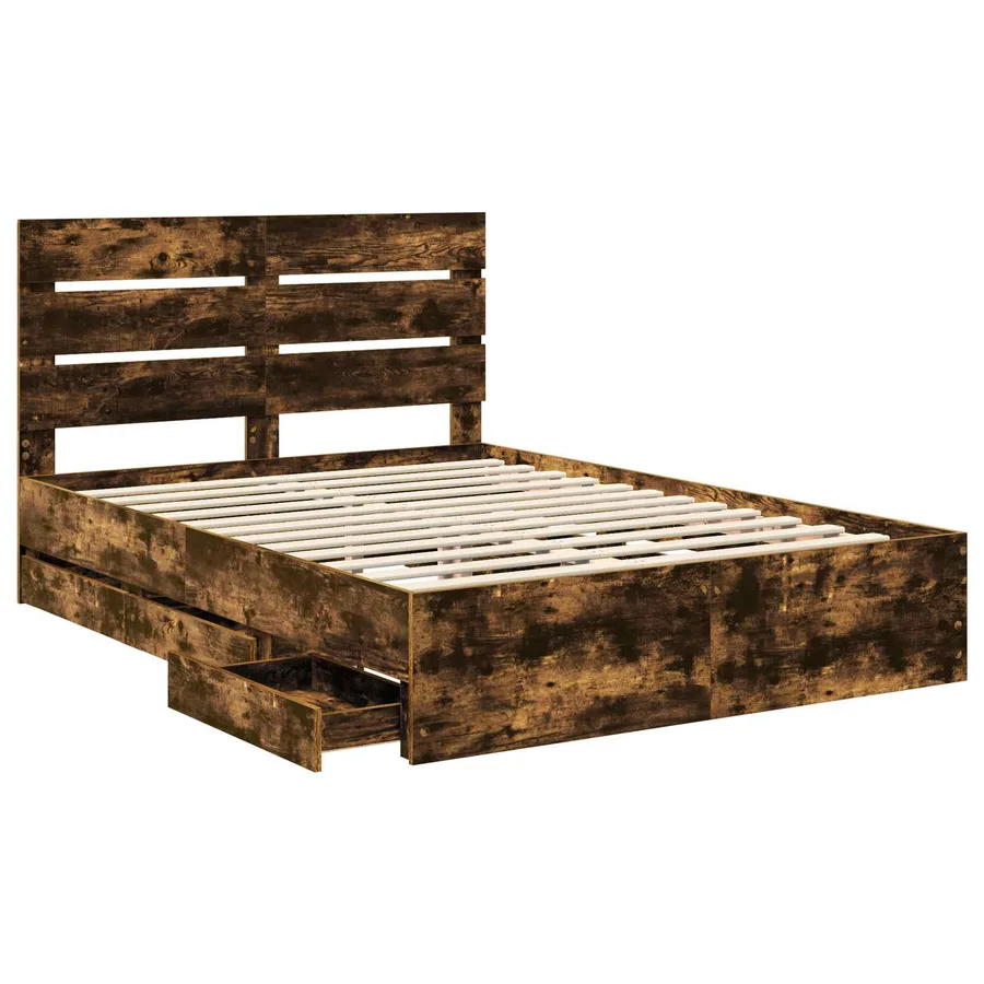Cadre de lit Chêne fumé 140 x 190 cm Bois Ingénierie - 5