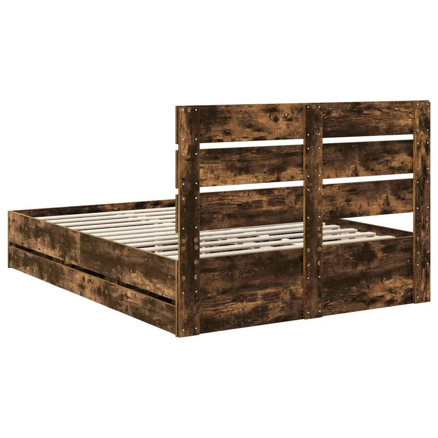 Cadre de lit Chêne fumé 140 x 190 cm Bois Ingénierie - 8