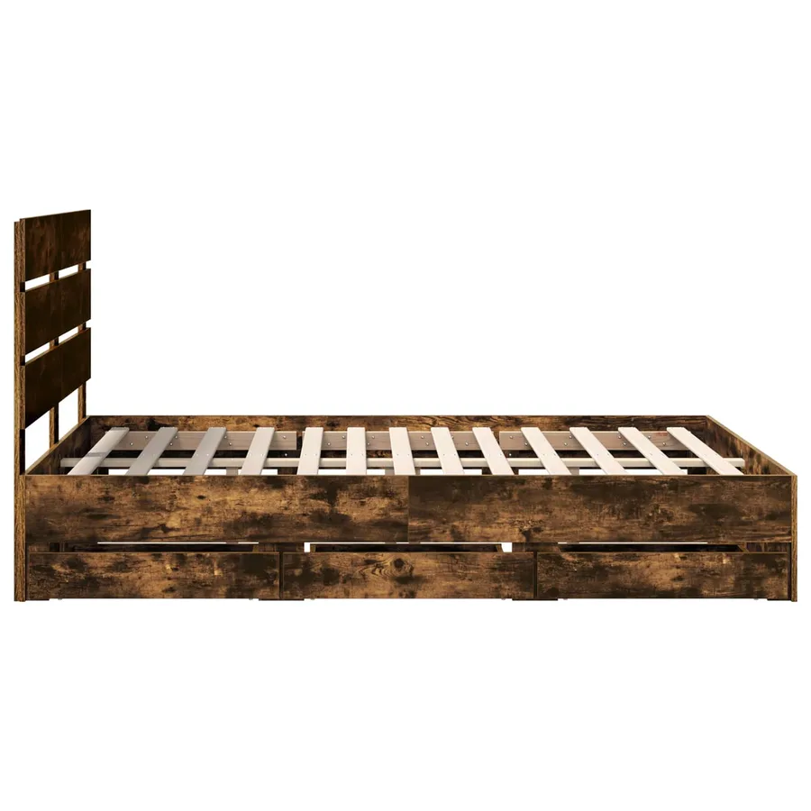 Cadre de lit Chêne fumé 140 x 190 cm Bois Ingénierie - 9