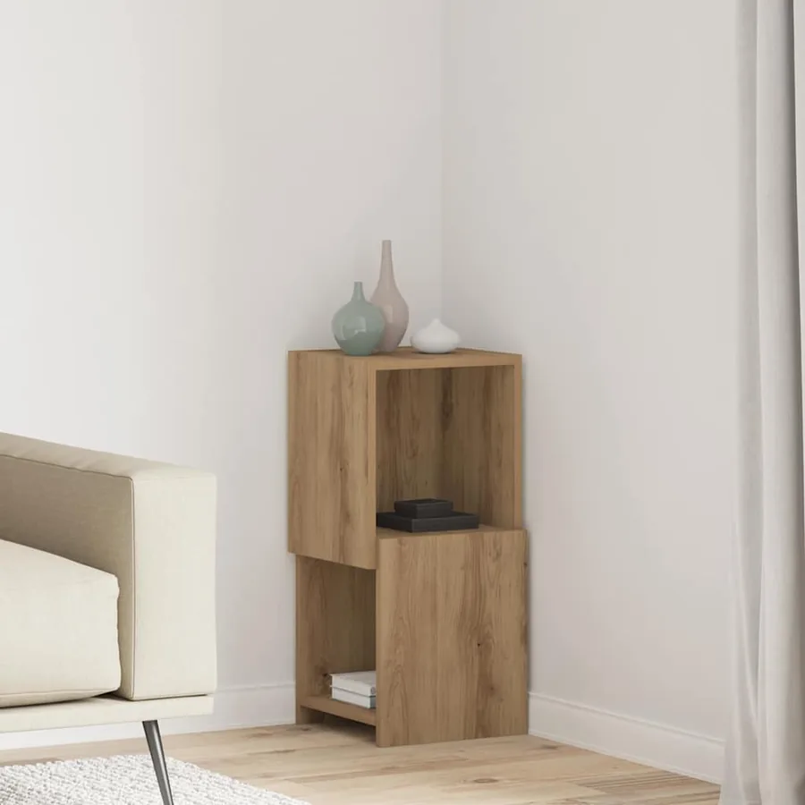 Meuble d'angle 30,5x30x65cm Bois d'ingénierie Chêne artisanal
