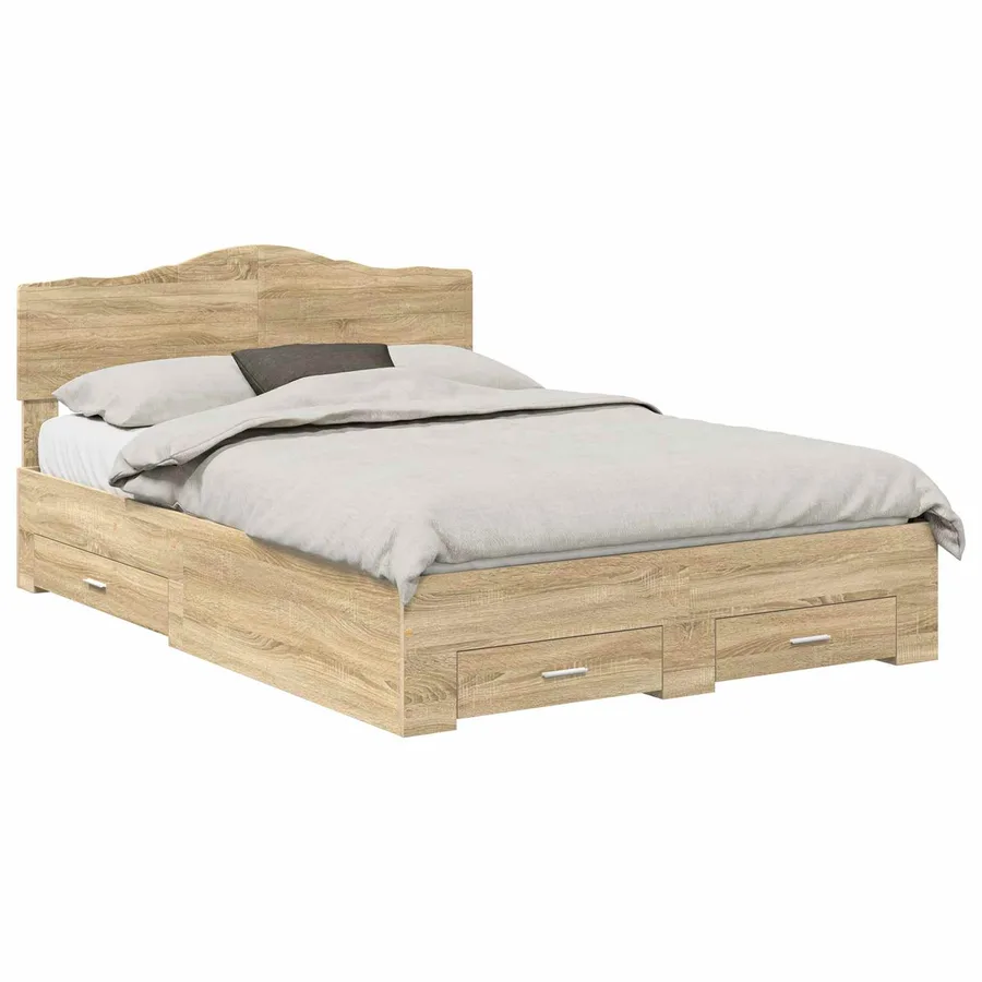 Cadre de lit Chêne Sonoma 140 x 190 cm Bois d'ingénierie - 2