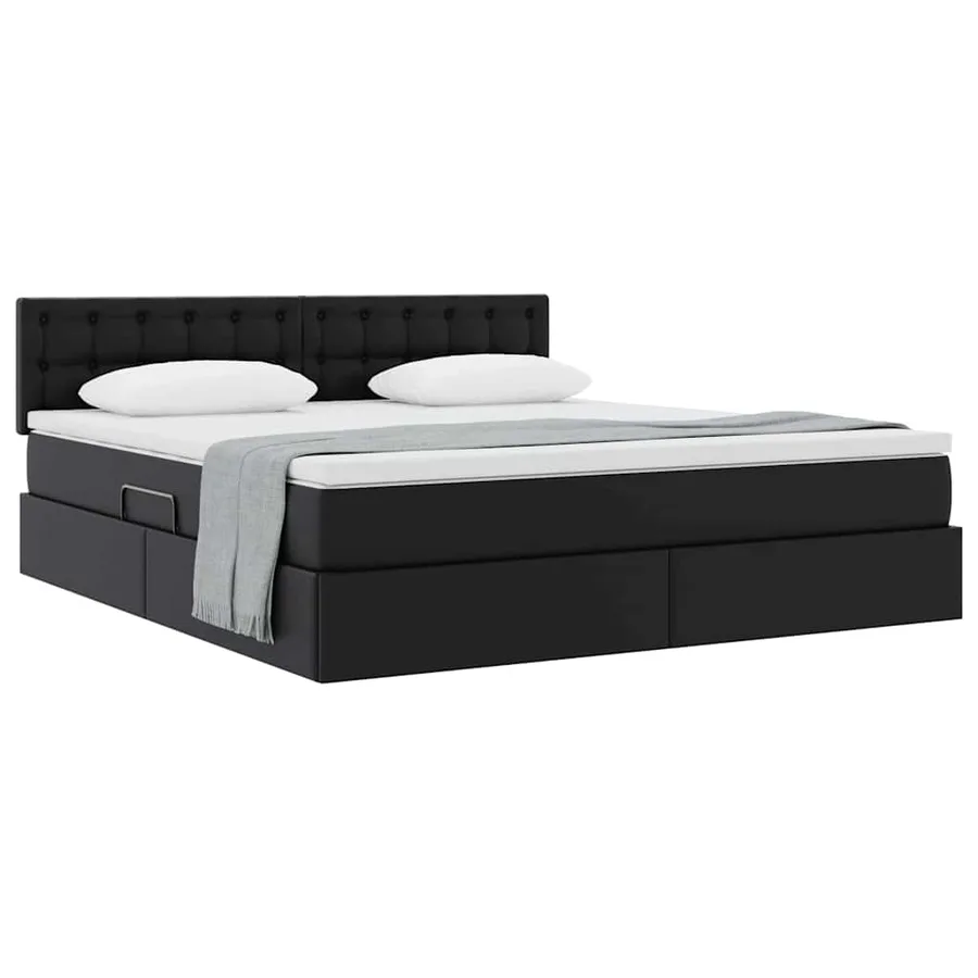 Lit avec rangement et matelas Noir 180 x 200 cm Simili cuir - 3