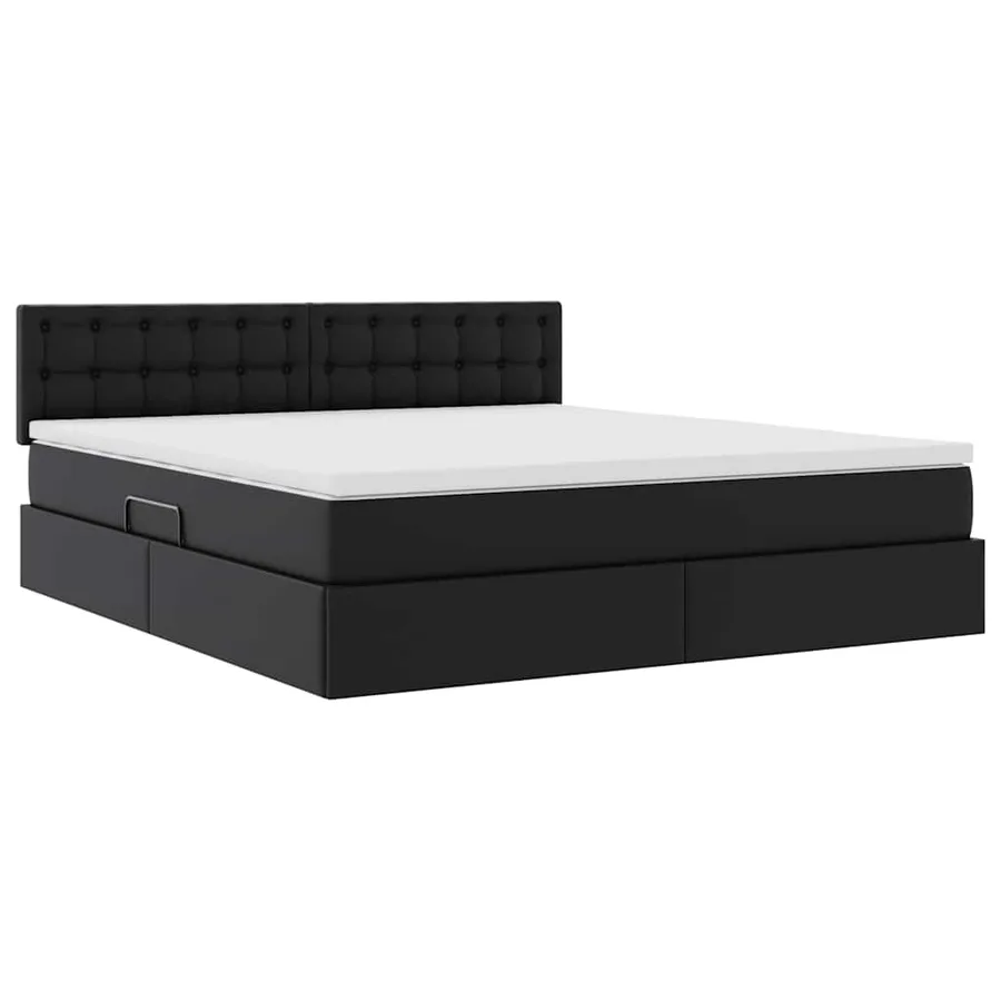 Lit avec rangement et matelas Noir 180 x 200 cm Simili cuir - 5