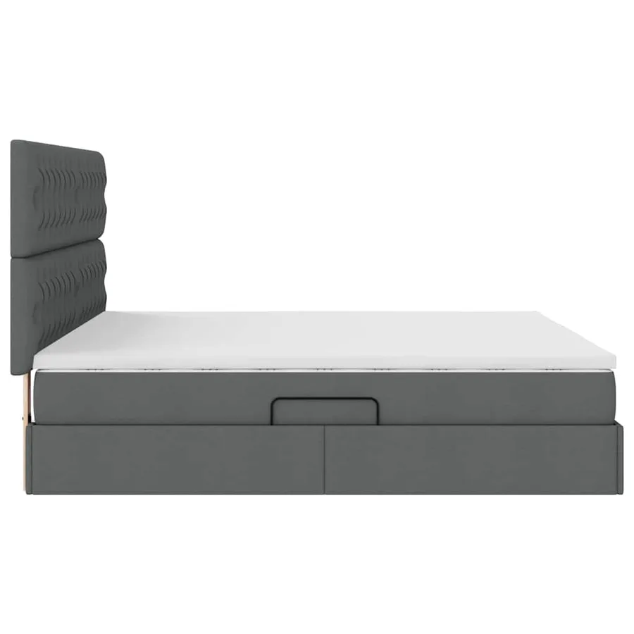 Lit avec rangement et matelas Gris foncé 180 x 200 cm tissu - 10