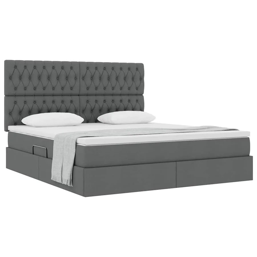 Lit avec rangement et matelas Gris foncé 180 x 200 cm tissu - 3