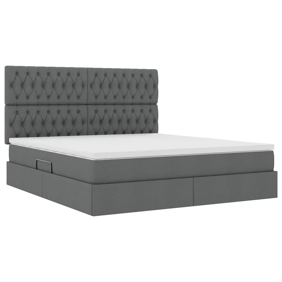 Lit avec rangement et matelas Gris foncé 180 x 200 cm tissu - 5