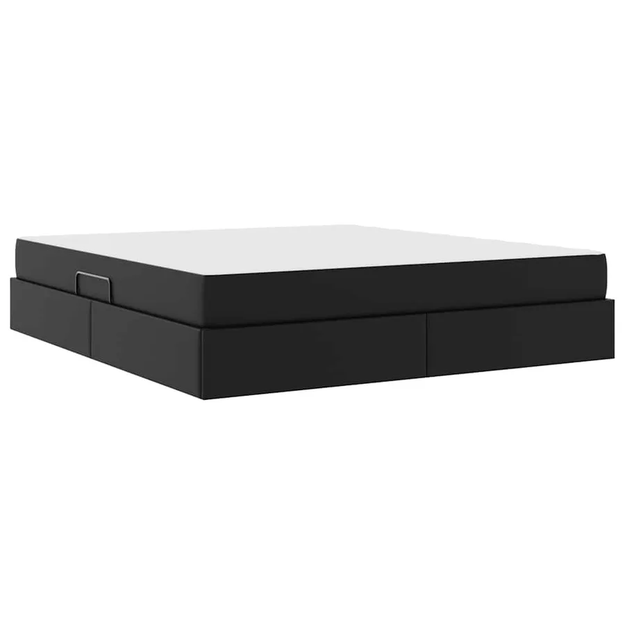 Lit avec rangement et matelas avec matelas 2 pcs Noir Cuir - 10