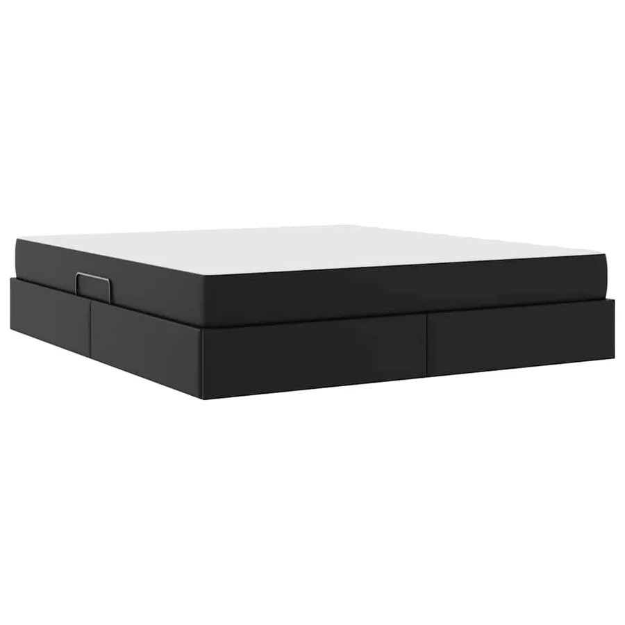 Lit avec rangement et matelas avec matelas 2 pcs Noir Cuir - 5