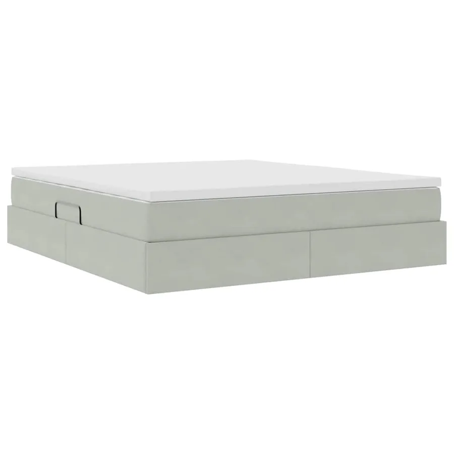Lit avec rangement et matelas Gris clair 180 x 200 cm Velours - 8