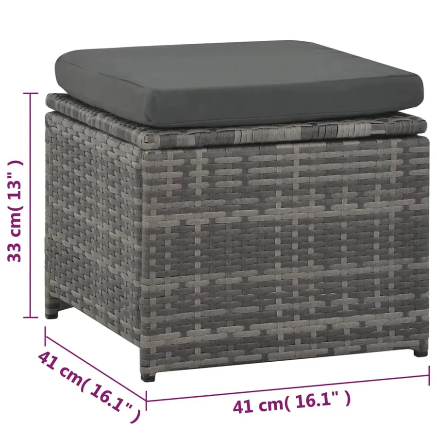 Salon de jardin avec coussins 6 pcs Résine tressée Gris - 12