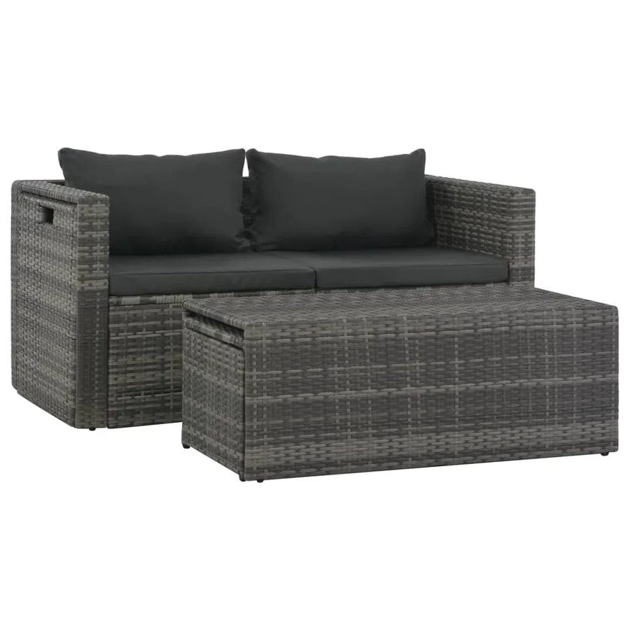 Salon de jardin avec coussins 6 pcs Résine tressée Gris - 3