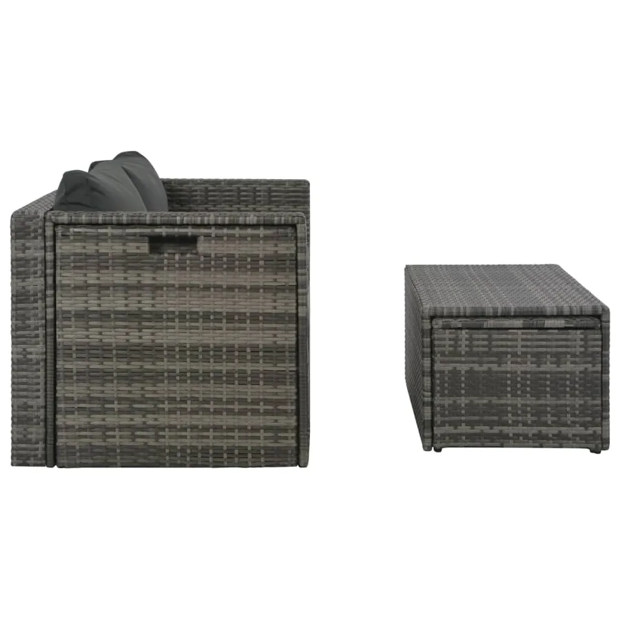 Salon de jardin avec coussins 6 pcs Résine tressée Gris - 4