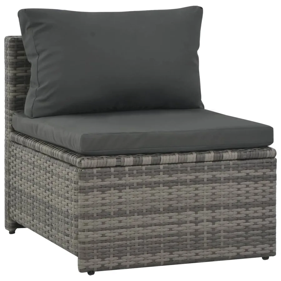Salon de jardin avec coussins 6 pcs Résine tressée Gris - 7