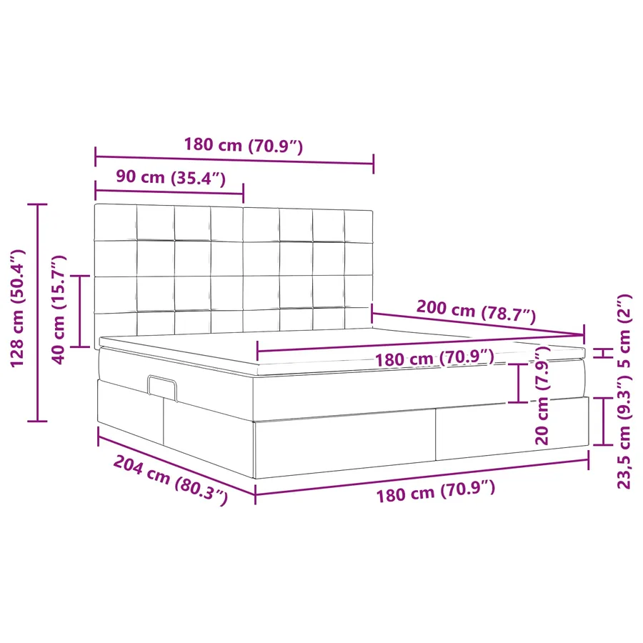 Lit de rangement LED avec matelas Gris clair 180 x 200 cm - 17