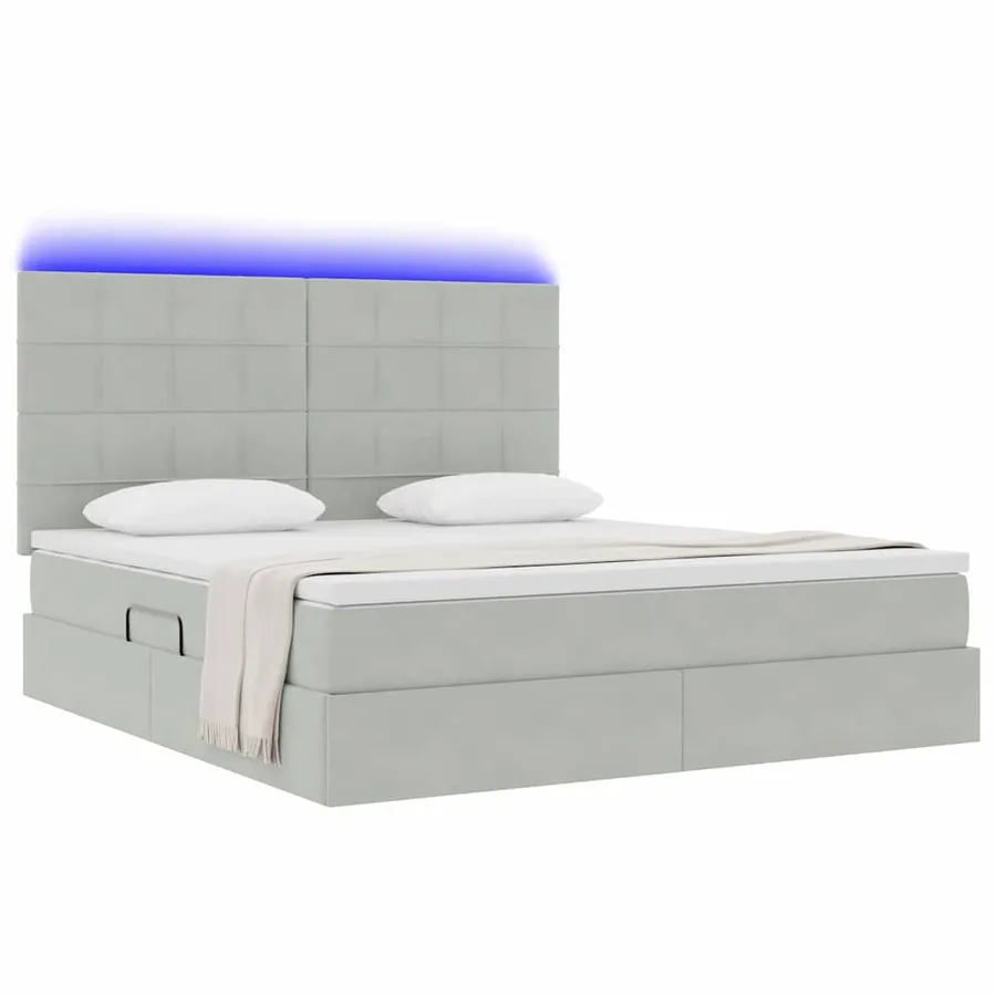 Lit de rangement LED avec matelas Gris clair 180 x 200 cm - 3