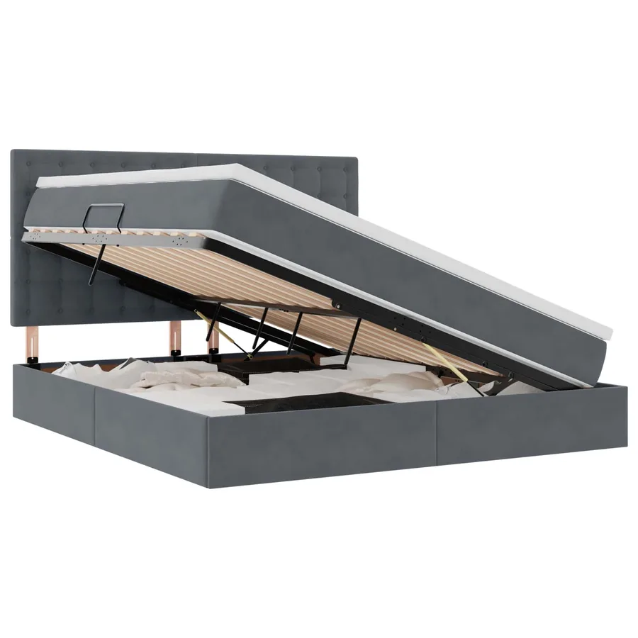 Lit de rangement LED avec matelas Gris foncé 180 x 200 cm - 2