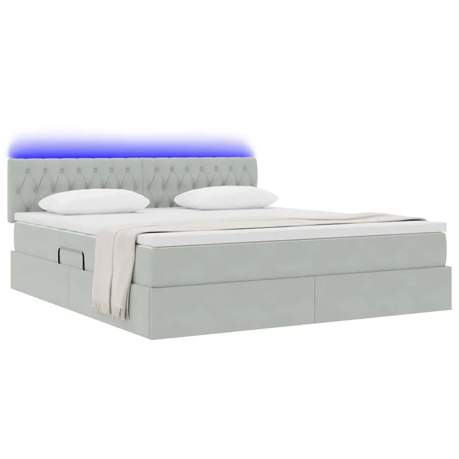 Lit de rangement LED avec matelas Gris clair 180 x 200 cm - 3