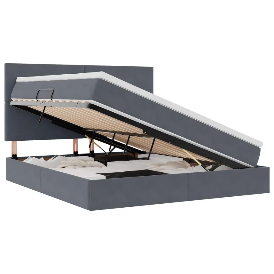 Lit de rangement LED avec matelas Gris foncé 180 x 200 cm - 2