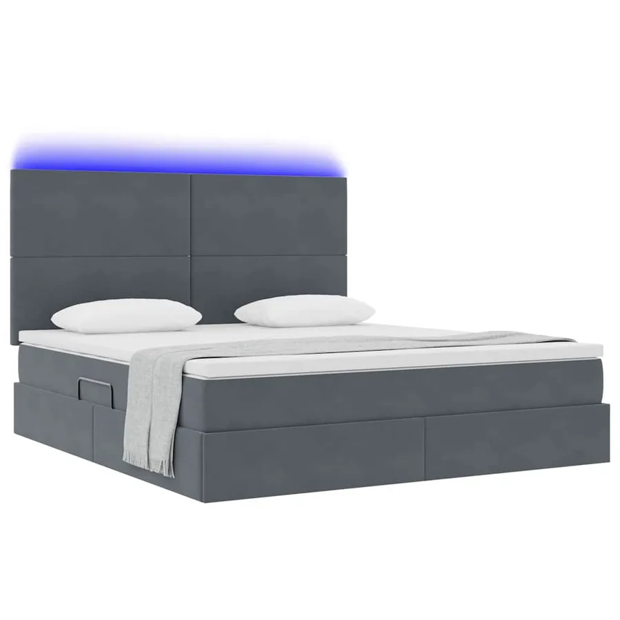 Lit de rangement LED avec matelas Gris foncé 180 x 200 cm - 3