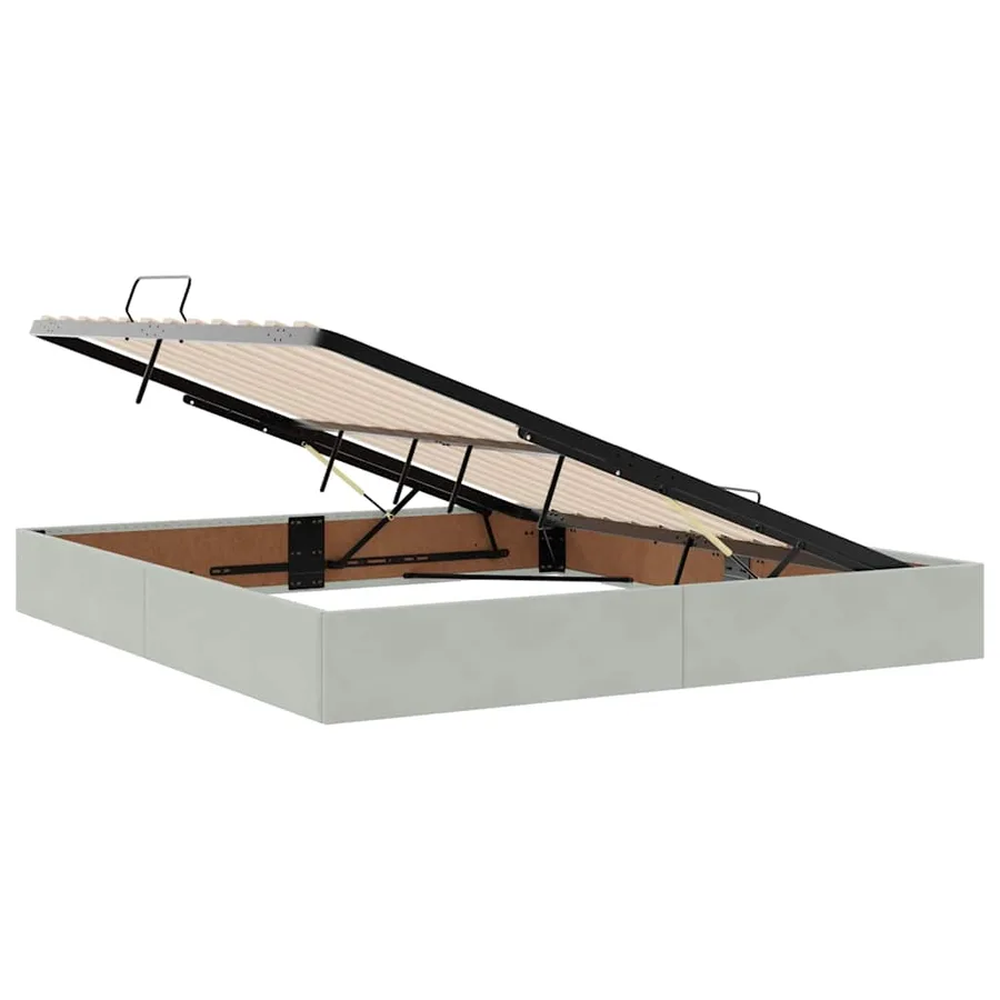 Lit avec rangement et matelas Gris clair 180 x 200 cm Velours - 6
