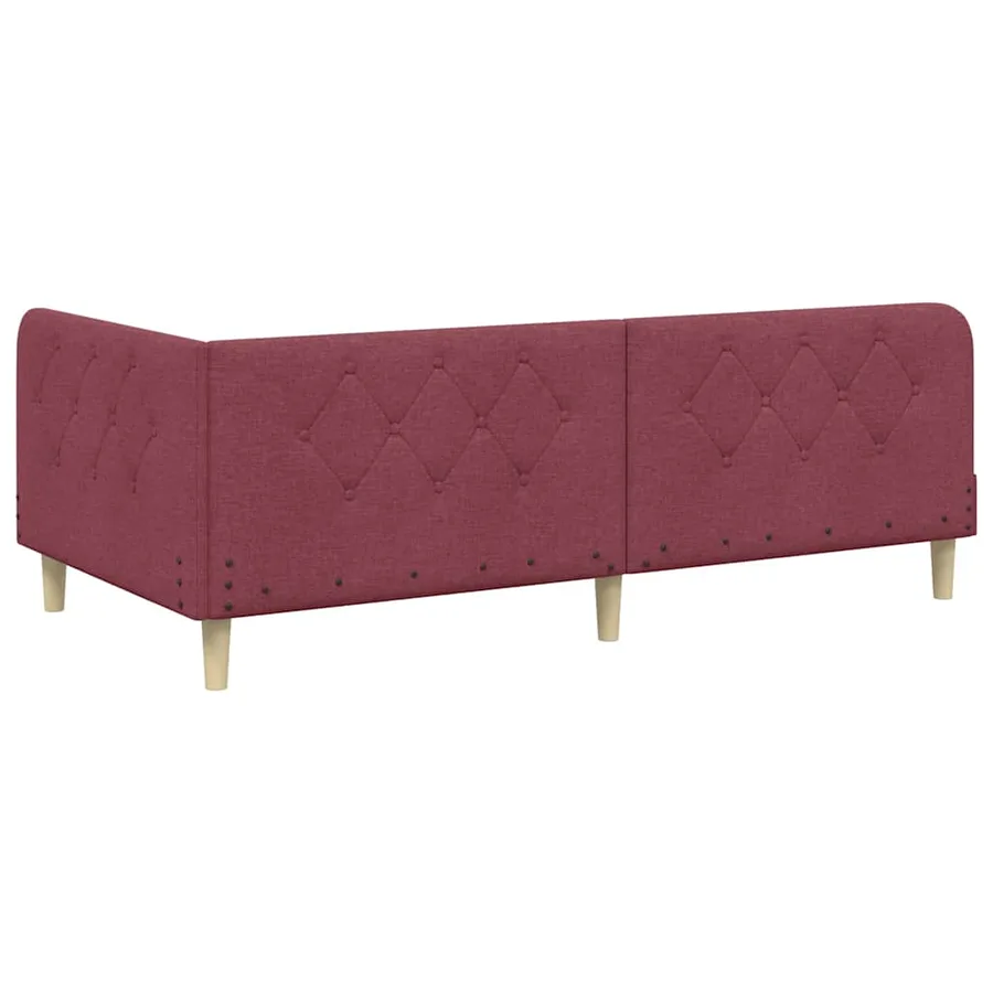 Cadre de lit d'angle Bordeaux 90 x 200 cm tissu - 9