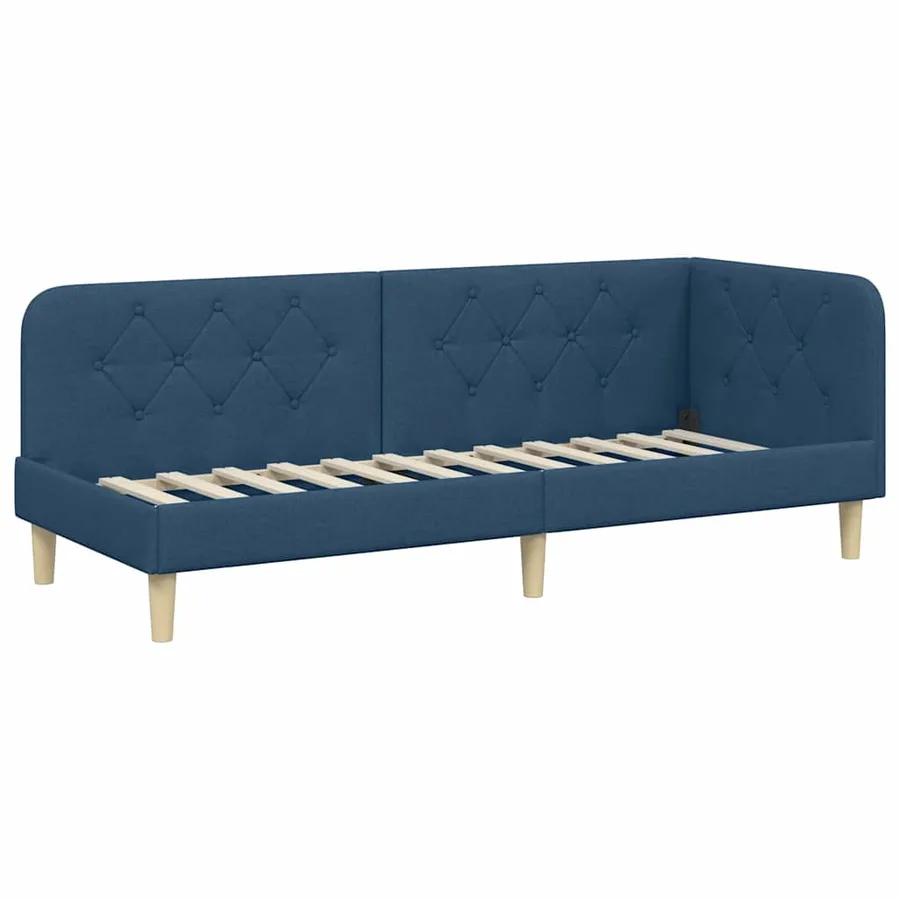 Cadre de lit d'angle Bleu 80 x 200 cm tissu - 2