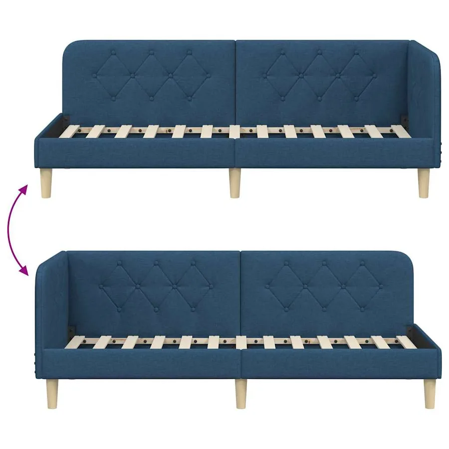 Cadre de lit d'angle Bleu 80 x 200 cm tissu - 9