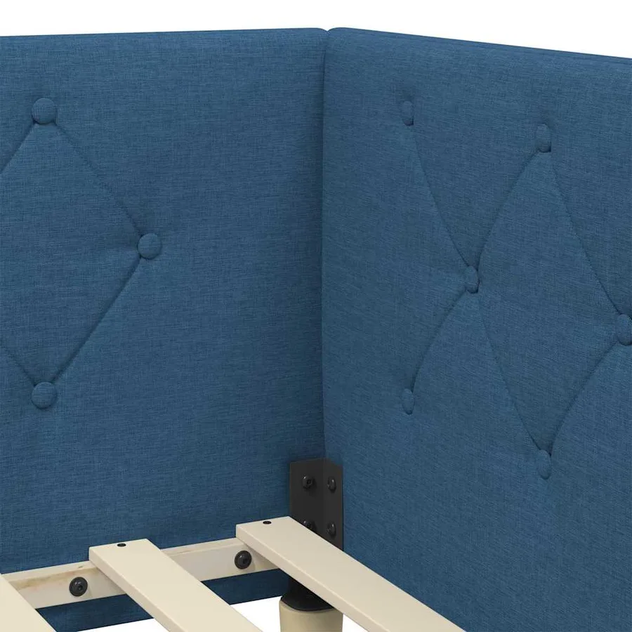 Cadre de lit d'angle Bleu 80 x 200 cm tissu - 10