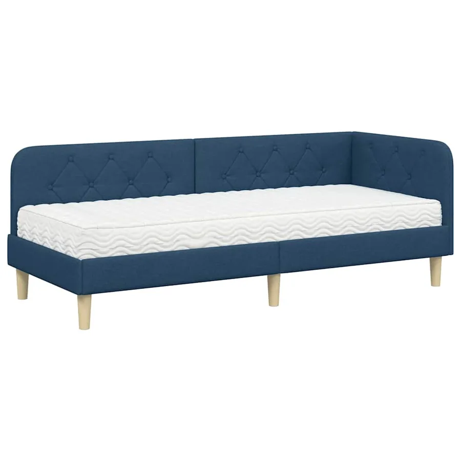 Cadre de lit d'angle Bleu 80 x 200 cm tissu - 2