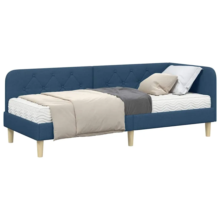 Cadre de lit d'angle Bleu 80 x 200 cm tissu - 3