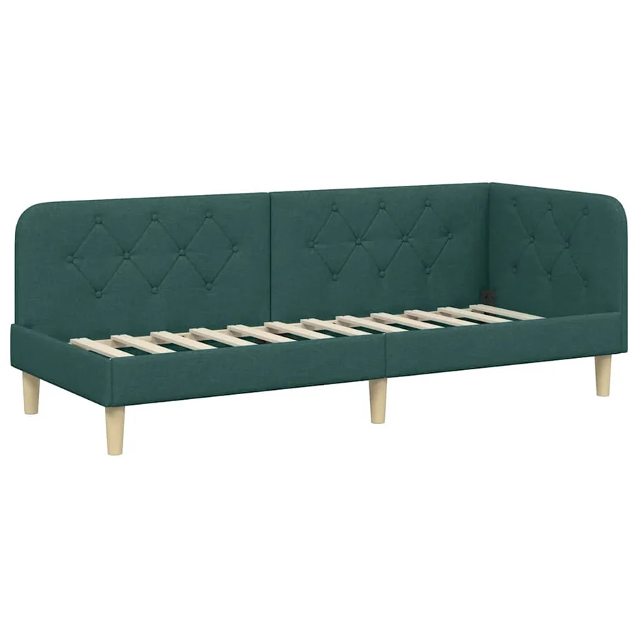 Cadre de lit d'angle Vert foncé 80 x 200 cm tissu - 2