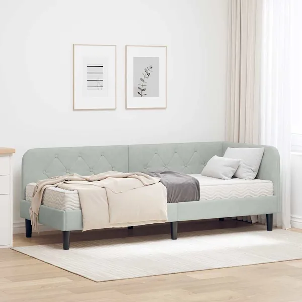 Cadre de lit d'angle Gris clair 80 x 200 cm Velours