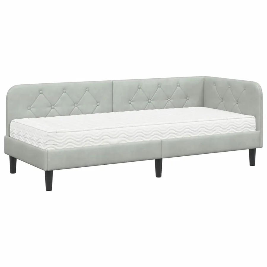 Cadre de lit d'angle Gris clair 80 x 200 cm Velours - 2