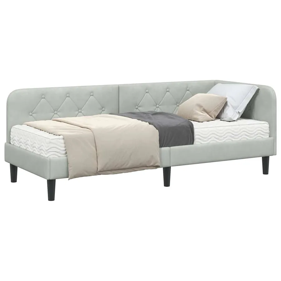 Cadre de lit d'angle Gris clair 80 x 200 cm Velours - 3