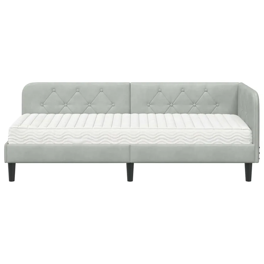 Cadre de lit d'angle Gris clair 80 x 200 cm Velours - 5