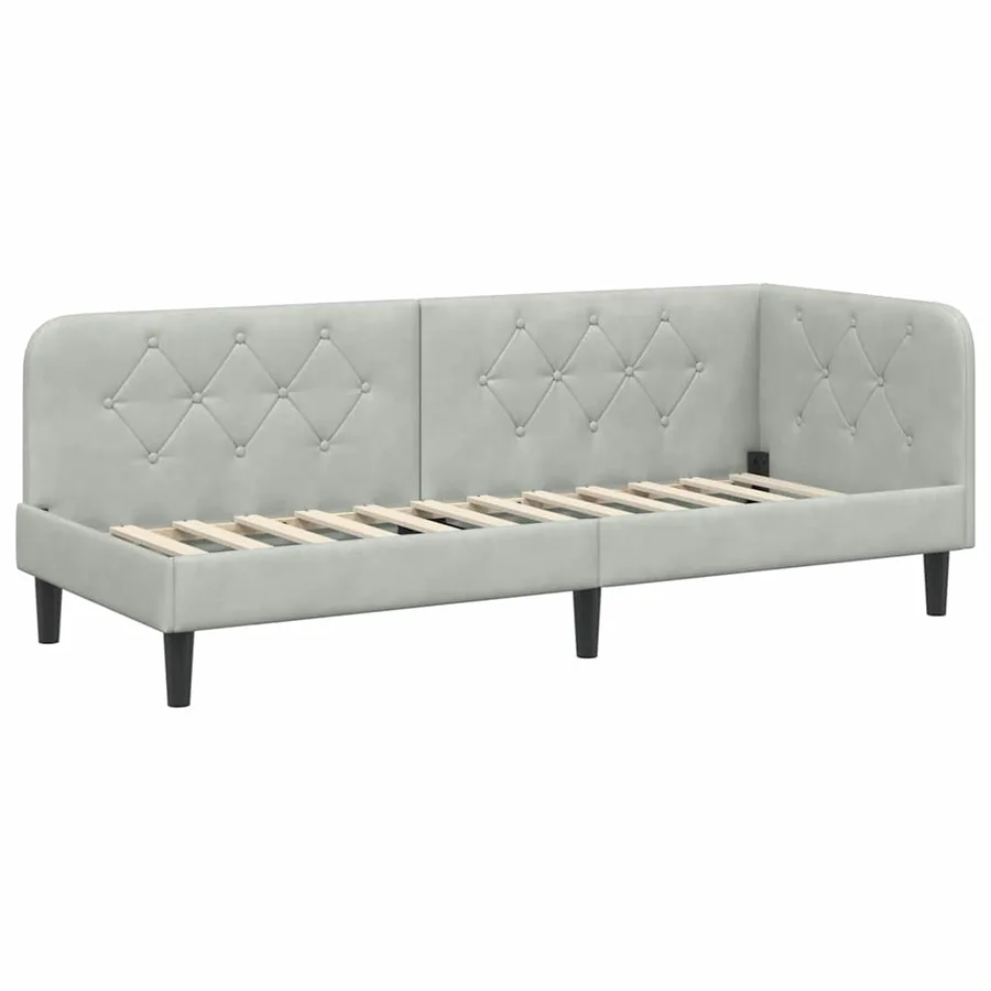 Cadre de lit d'angle Gris clair 80 x 200 cm Velours - 6
