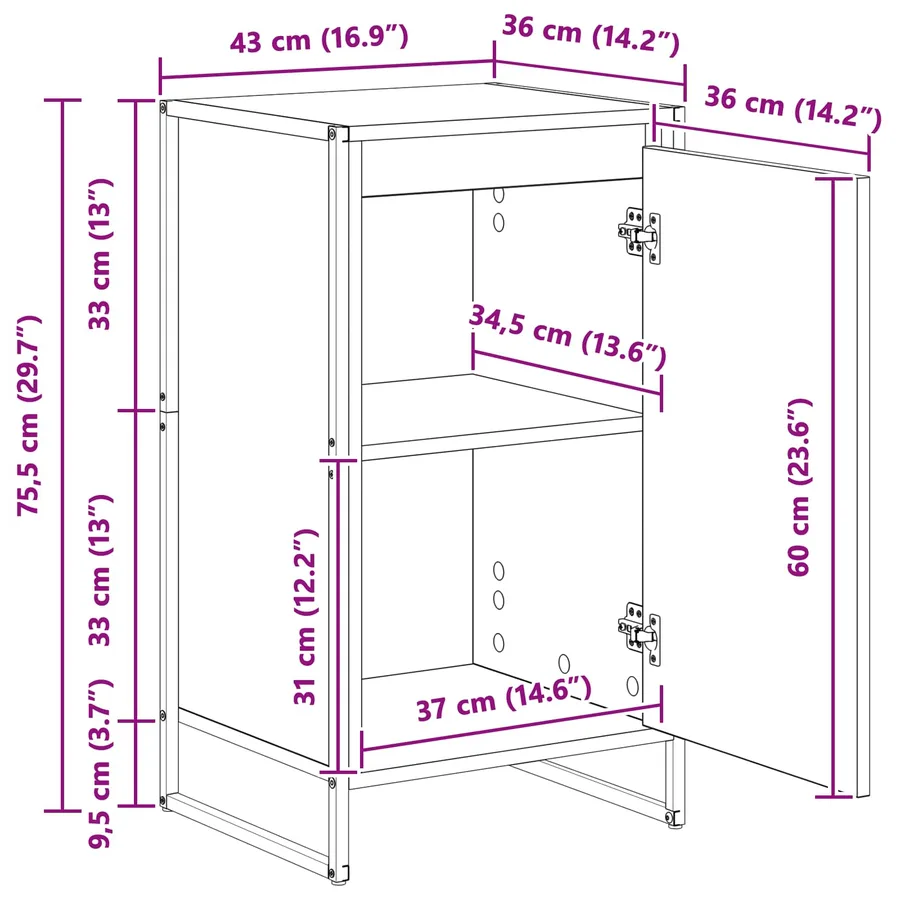 Buffet Sonoma 43 x 36 x 75,5 cm Bois d'ingénierie - 13