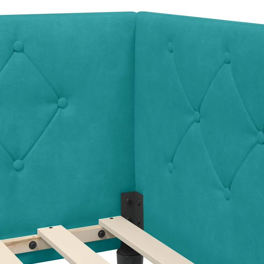 Cadre de lit d'angle Turquoise 90 x 200 cm Velours - 10