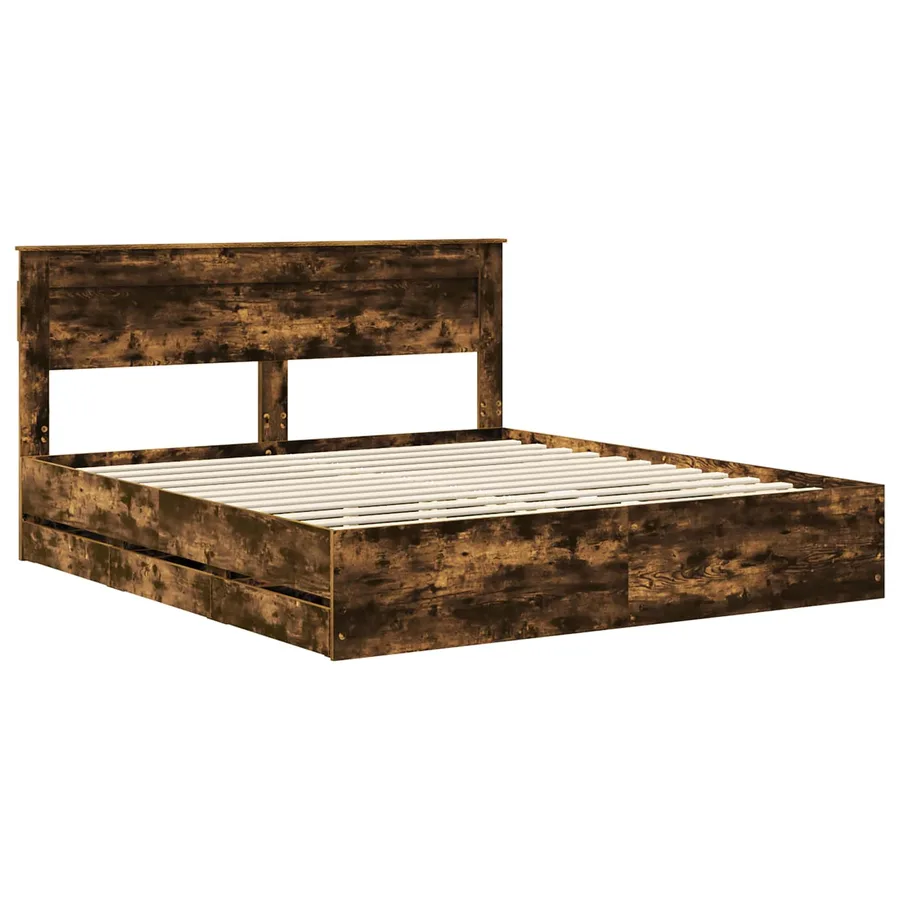 Cadre de lit Chêne fumé 180 x 200 cm Bois Ingénierie - 4