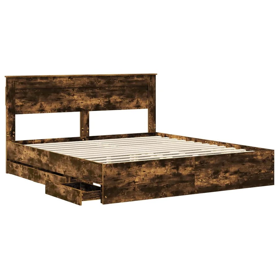 Cadre de lit Chêne fumé 180 x 200 cm Bois Ingénierie - 5